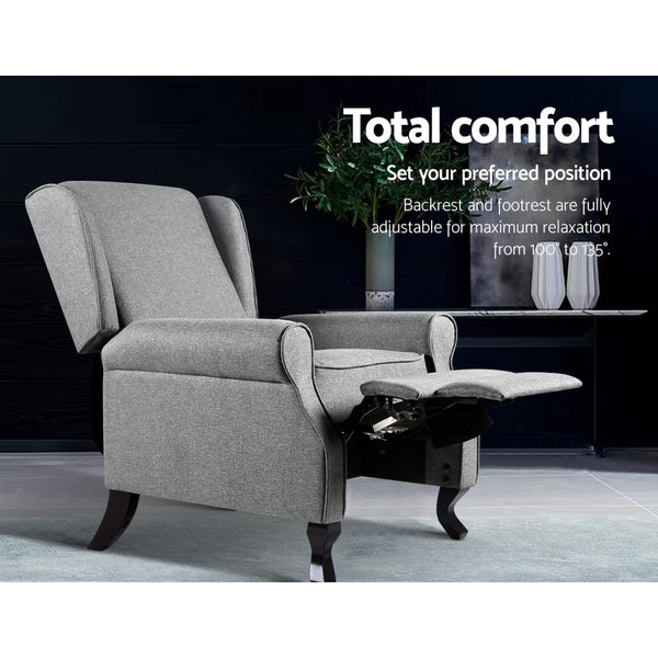 Artiss Recliner Chair Luxury Lounge Armchair Single Sofa Couch Fabric Grey freeshipping - Awezingly