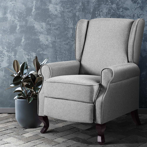 Artiss Recliner Chair Luxury Lounge Armchair Single Sofa Couch Fabric Grey freeshipping - Awezingly