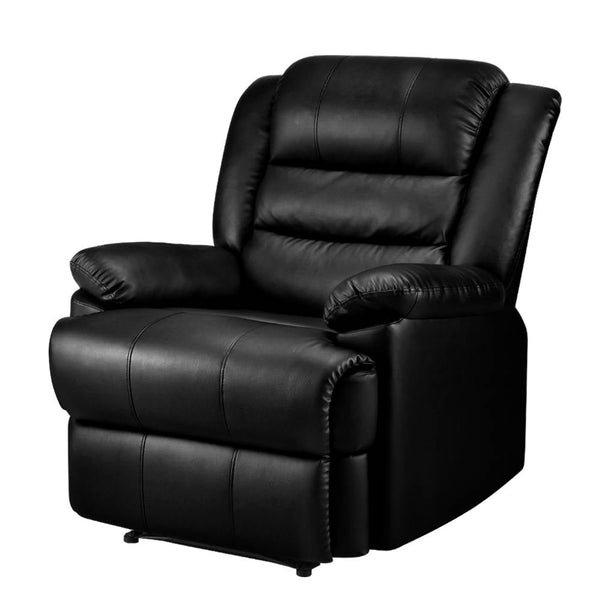Artiss Recliner Chair Armchair Luxury Single Lounge Sofa Couch Leather Black Artiss
