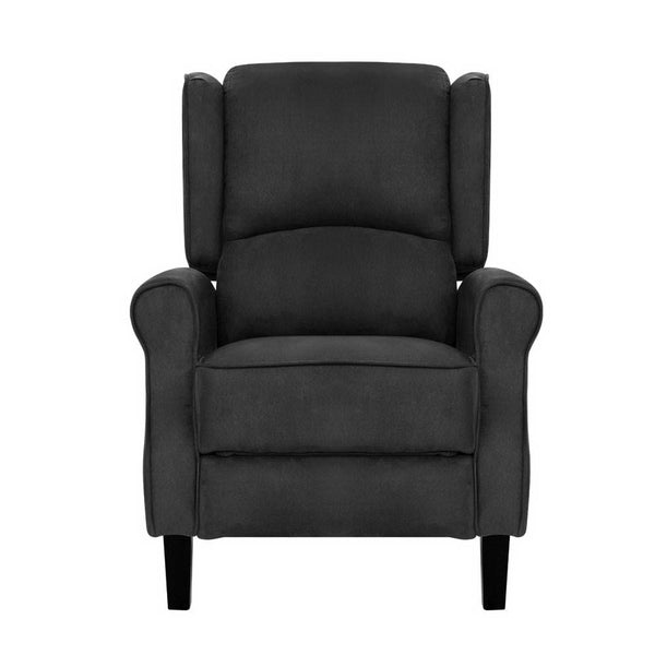 Artiss Recliner Chair Adjustable Sofa Lounge Soft Suede Armchair Couch Charcoal freeshipping - Awezingly