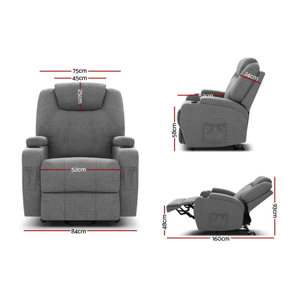 Artiss Electric Massage Chair Recliner Sofa Lift Motor Armchair Heating Fabric freeshipping - Awezingly