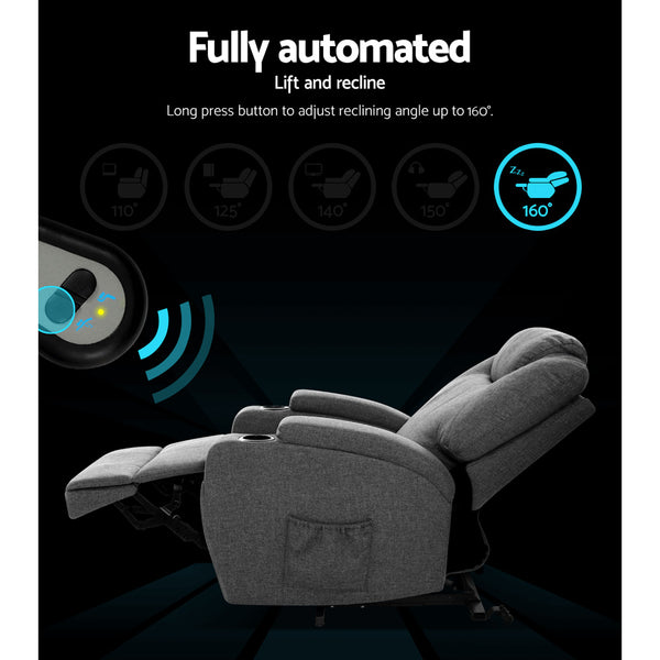 Artiss Electric Massage Chair Recliner Sofa Lift Motor Armchair Heating Fabric freeshipping - Awezingly