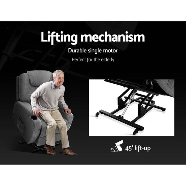 Artiss Electric Massage Chair Recliner Sofa Lift Motor Armchair Heating Fabric freeshipping - Awezingly