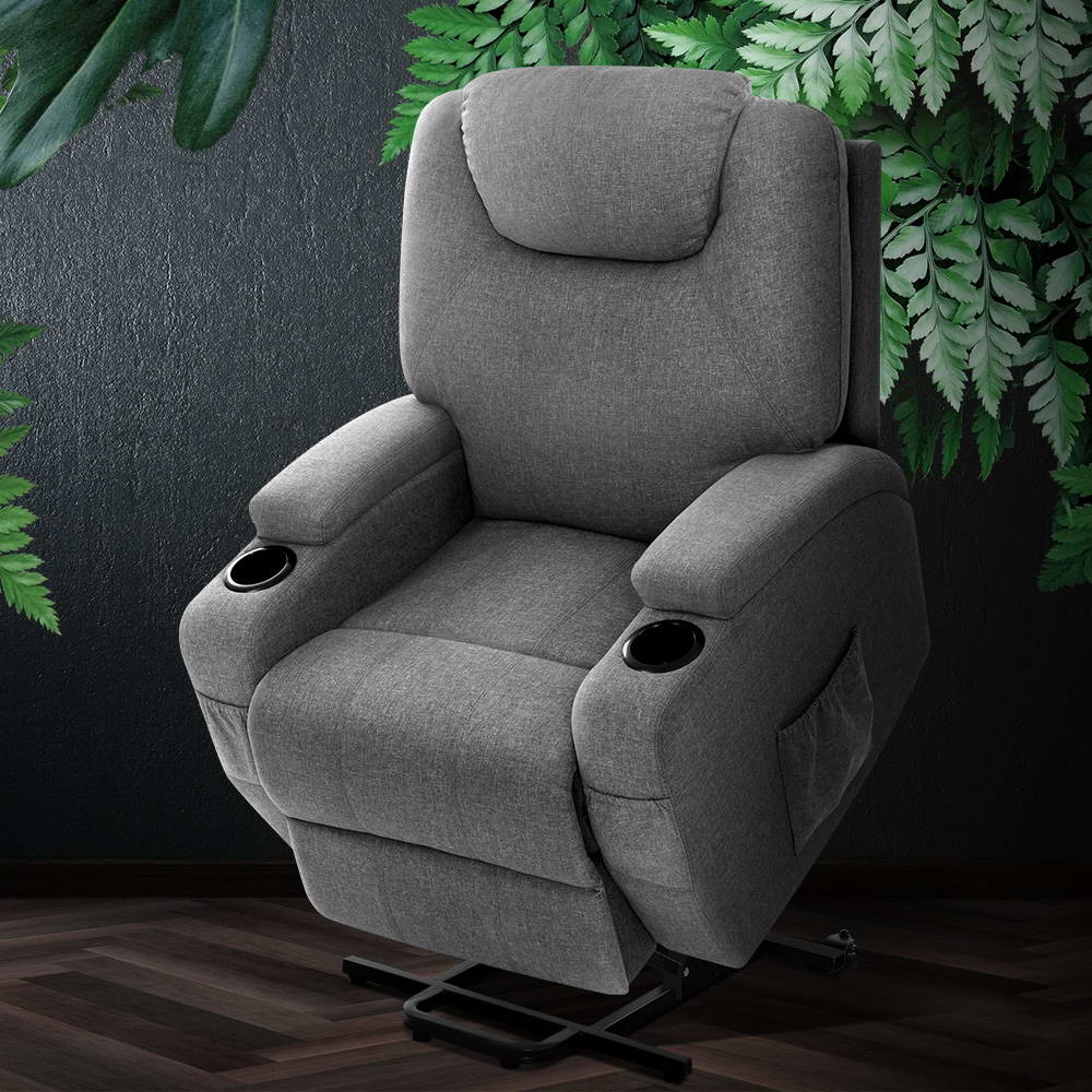Artiss Electric Massage Chair Recliner Sofa Lift Motor Armchair Heating Fabric freeshipping - Awezingly
