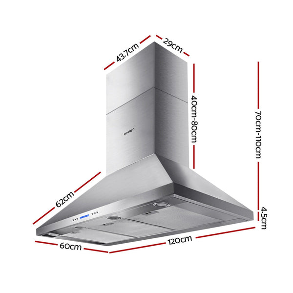 Devanti 1200mm Commercial BBQ Rangehood - Silver Devanti