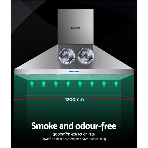 Devanti 1200mm Commercial BBQ Rangehood - Silver Devanti