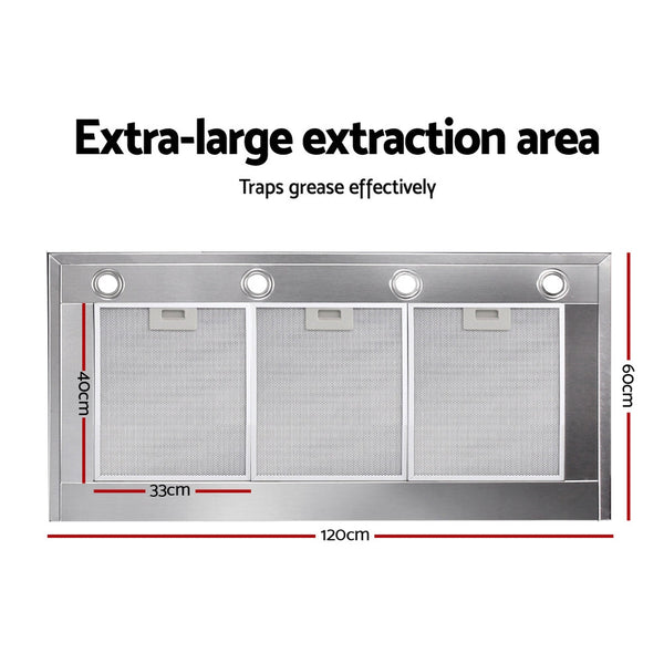 Devanti 1200mm Commercial BBQ Rangehood - Silver Devanti