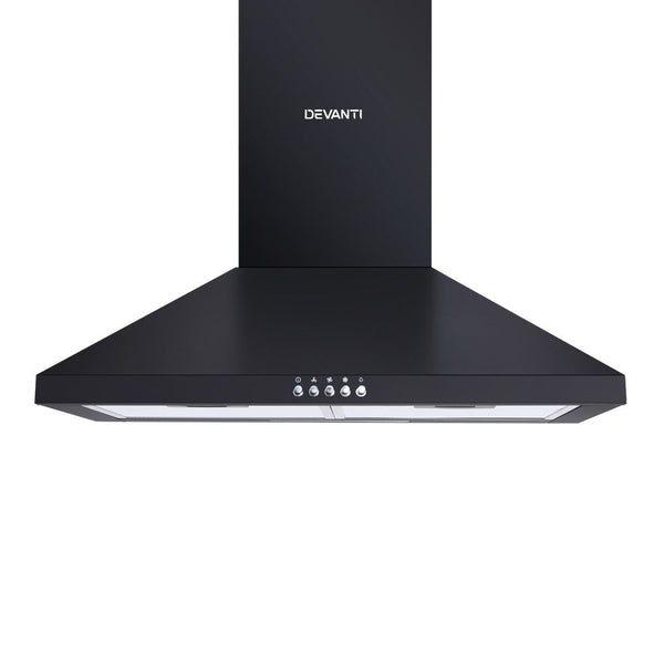 Devanti Pyramid Range Hood Rangehood 600mm 60cm Kitchen Canopy Black Devanti
