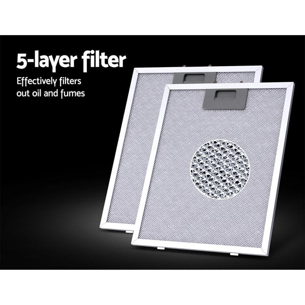 Devanti Pyramid Range Hood Rangehood 600mm 60cm Kitchen Canopy Black Devanti