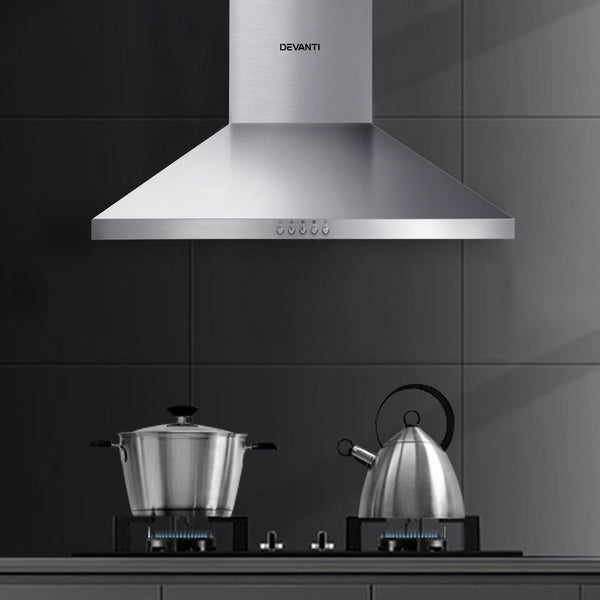 Devanti Range Hood 60cm 600mm Kitchen Canopy Stainless Steel Rangehood Wall Mount Devanti