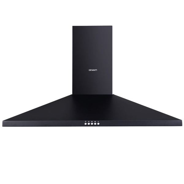 Devanti Range Hood Rangehood 90cm 900mm Kitchen Canopy LED Light Wall Mount Black Devanti