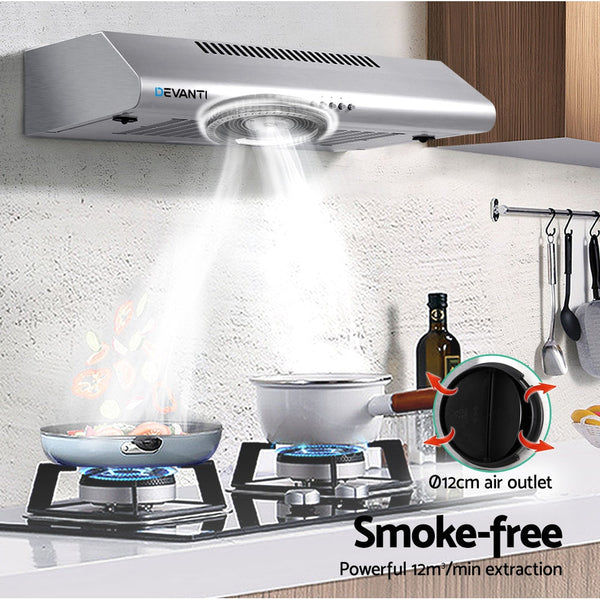 DEVANTI Fixed Range Hood Rangehood Stainless Steel Kitchen Canopy 60cm 600mm Devanti