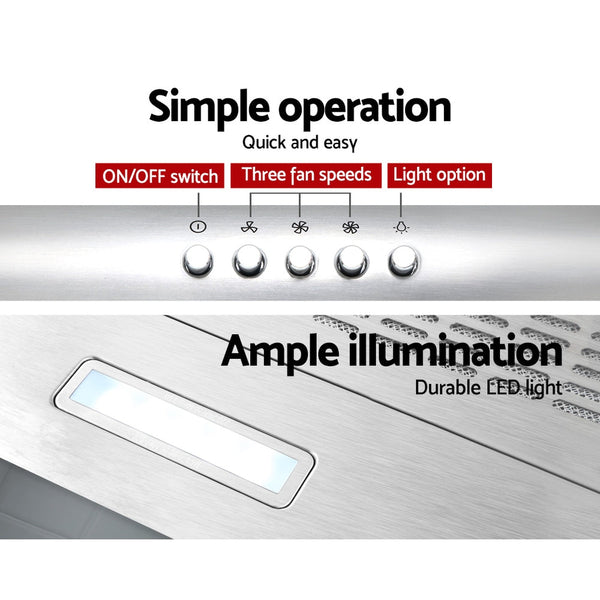 DEVANTI Fixed Range Hood Rangehood Stainless Steel Kitchen Canopy 60cm 600mm Devanti