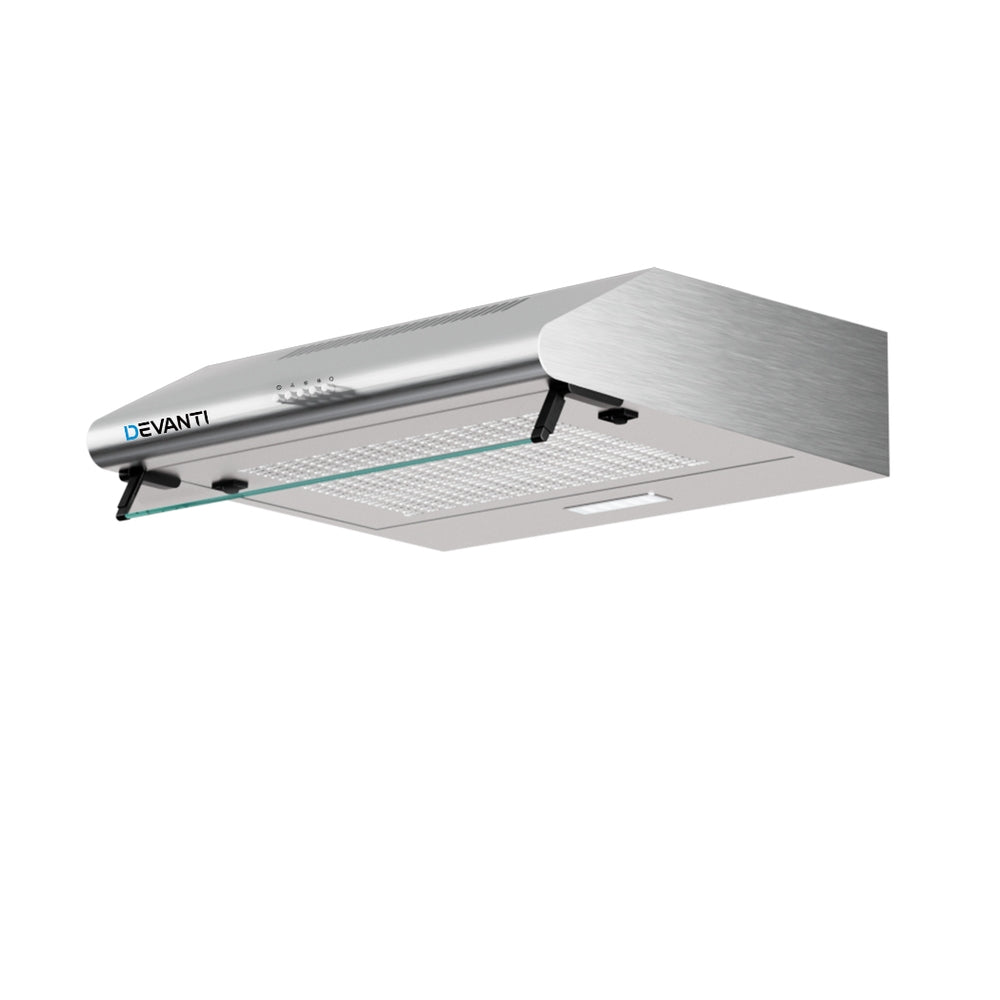 Devanti 600mm Range Hood 60cm Rangehood Kitchen Canopy LED Light Stainless Steel Devanti