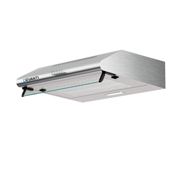 Devanti 600mm Range Hood 60cm Rangehood Kitchen Canopy LED Light Stainless Steel Devanti