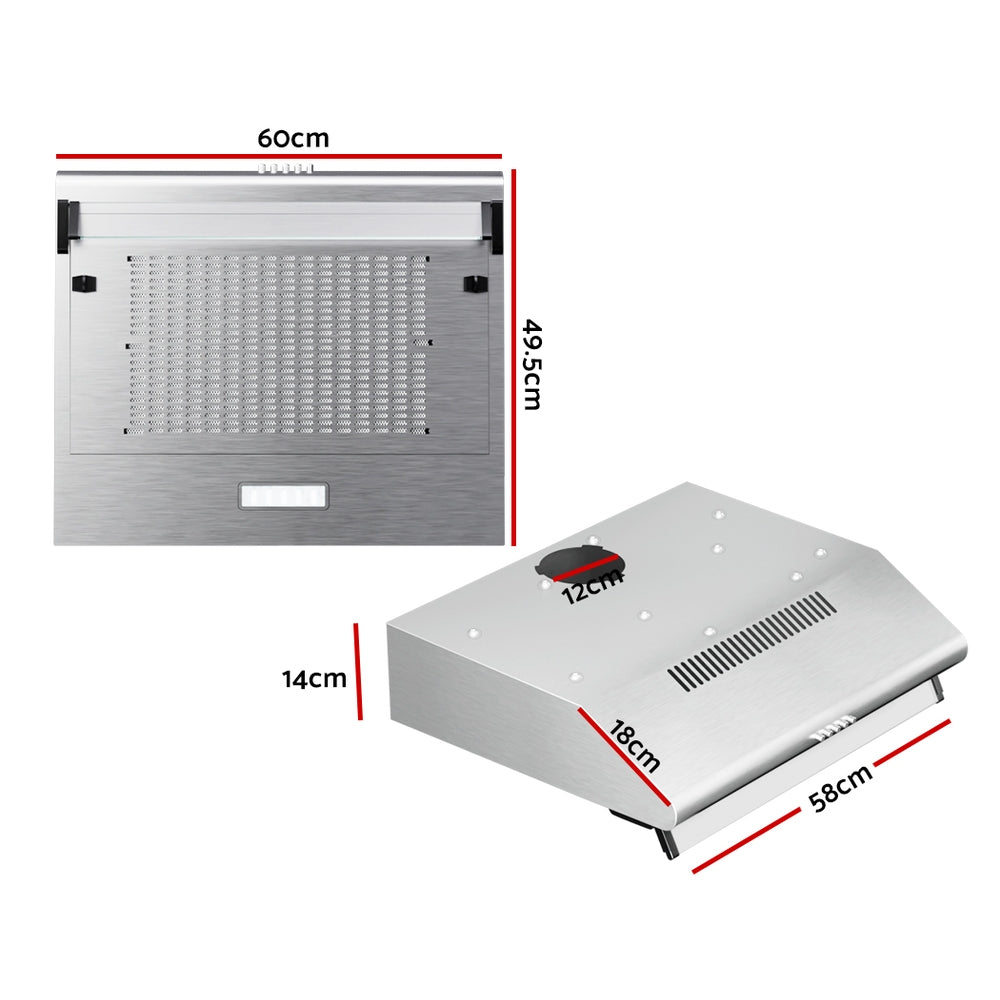 Devanti 600mm Range Hood 60cm Rangehood Kitchen Canopy LED Light Stainless Steel Devanti