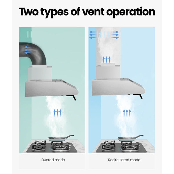 Devanti 600mm Range Hood 60cm Rangehood Kitchen Canopy LED Light Stainless Steel Devanti