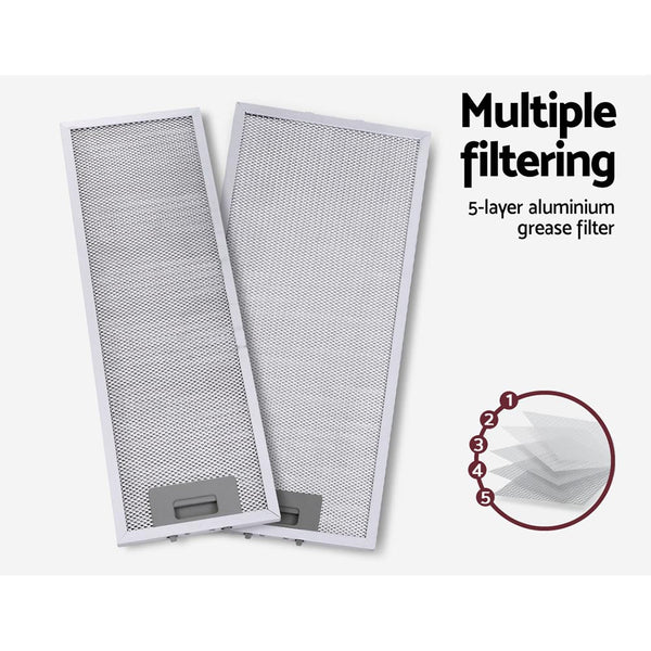 Devanti Rangehood Range Hood Stainless Steel Slide Out Kitchen Canopy 60cm 600mm Black Devanti