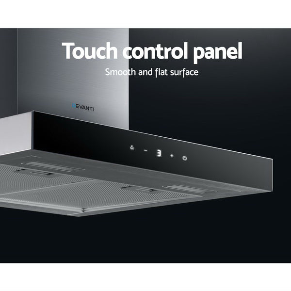 Devanti Rangehood 600mm Range Hood 60cm Stainless Steel Glass Kitchen Canopy Devanti