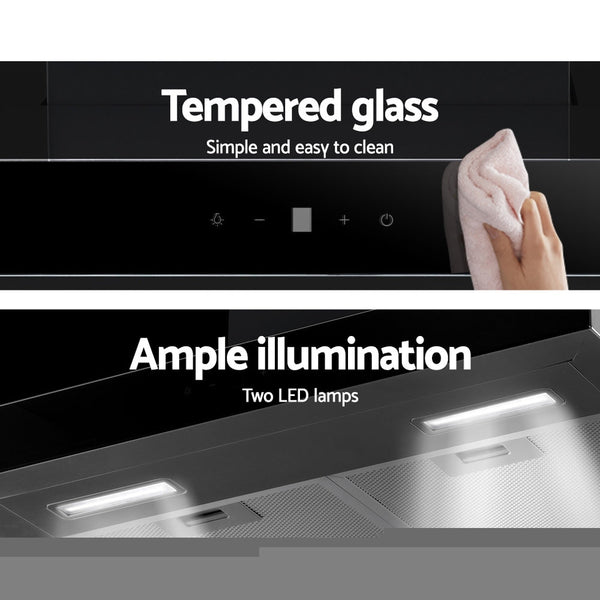 Devanti Rangehood 600mm Range Hood 60cm Stainless Steel Glass Kitchen Canopy Devanti