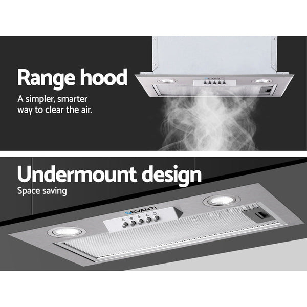 Devanti Range Hood Rangehood Undermount Built In Stainless Steel Canopy 52cm 520mm Devanti