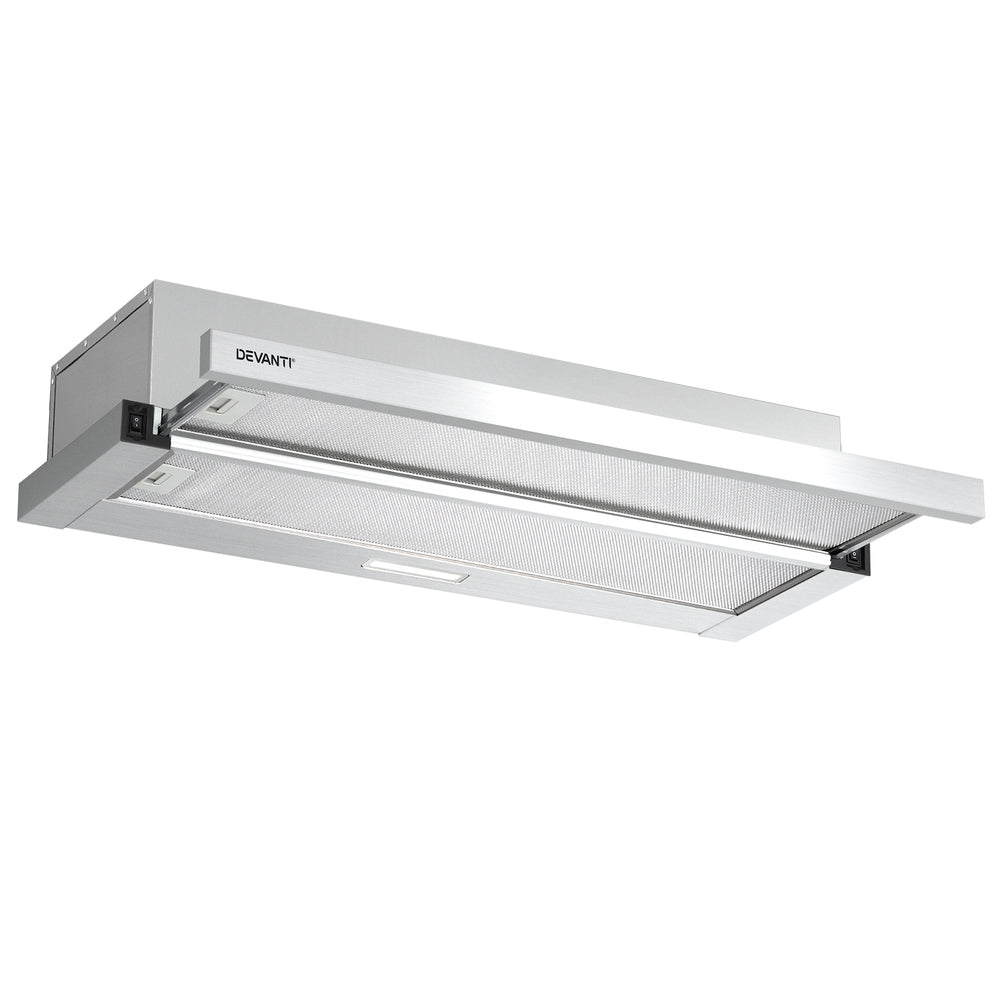 Devanti 900mm Range Hood 90cm Slide out Rangehood Stainless Steel Devanti