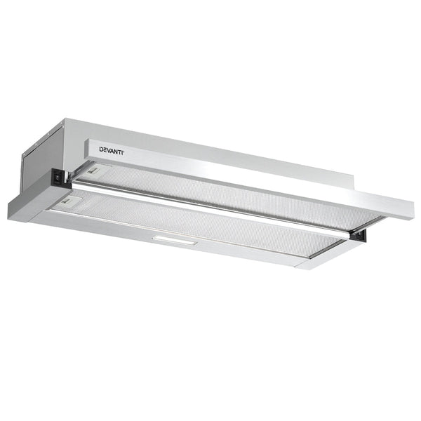 Devanti 900mm Range Hood 90cm Slide out Rangehood Stainless Steel Devanti