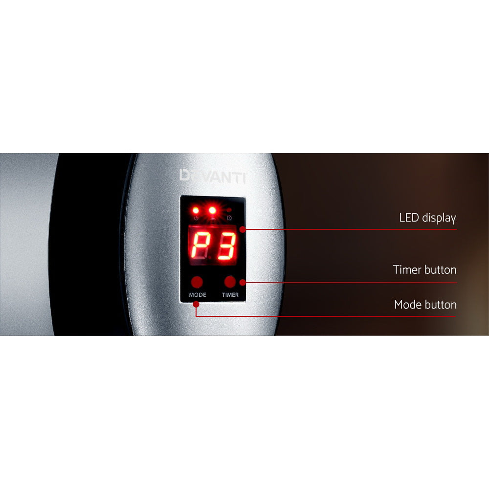 Devanti Electric Radiant Heater Patio Strip Heaters Infrared Indoor Outdoor Patio Remote Control 2000W Devanti