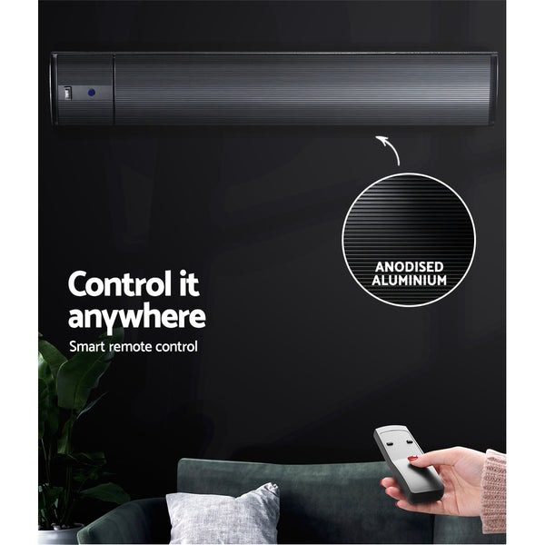 Devanti Electric Radiant Strip Heater Outdoor 1800W Panel Heater Remote Control freeshipping - Awezingly