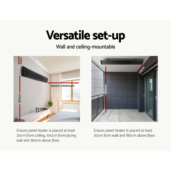 Devanti Electric Radiant Strip Heater Outdoor 1800W Panel Heater Remote Control freeshipping - Awezingly