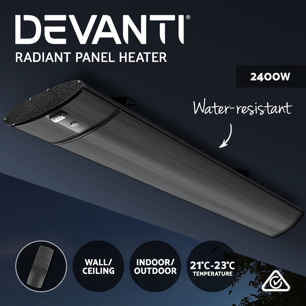 Devanti Electric Infrared Radiant Strip Heater Panel Heat Remote Control 2400W freeshipping - Awezingly