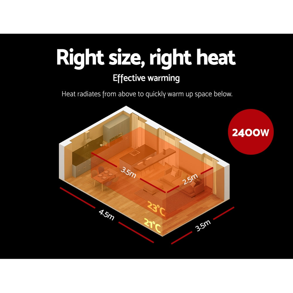 Devanti Electric Infrared Radiant Strip Heater Panel Heat Remote Control 2400W freeshipping - Awezingly