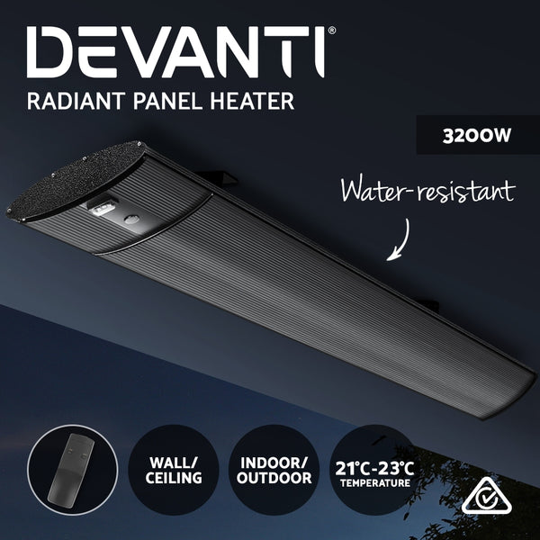 Devanti Electric Infrared Radiant Strip Heater 3200W Panel Heat Bar Remote Control freeshipping - Awezingly