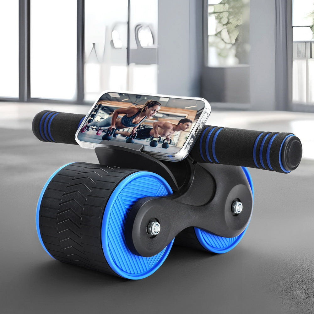 Everfit Ab Roller Automatic Rebound Abdominal Wheel Home Gym Workout Blue Everfit