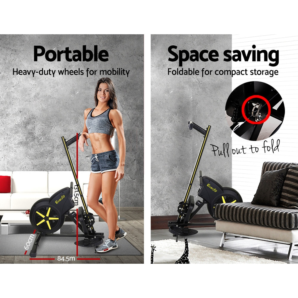Everfit Rowing Exercise Machine Rower Resistance Fitness Home Gym Cardio Air Everfit