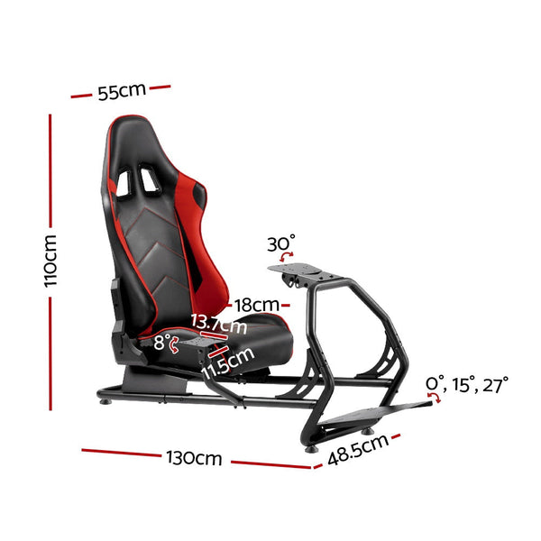 Artiss Racing Simulator Cockpit Steering Wheel Adjustable Gaming Chair PVC Seat Artiss
