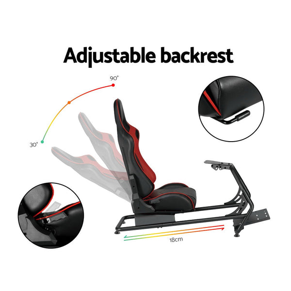 Artiss Racing Simulator Cockpit Steering Wheel Adjustable Gaming Chair PVC Seat Artiss
