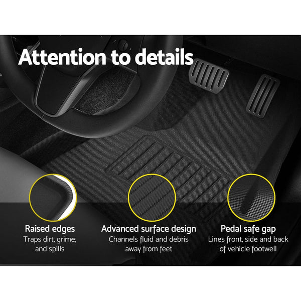 Weisshorn Car Rubber Floor Mats Front and Rear Fits Tesla Model Y 2021-2023 Weisshorn