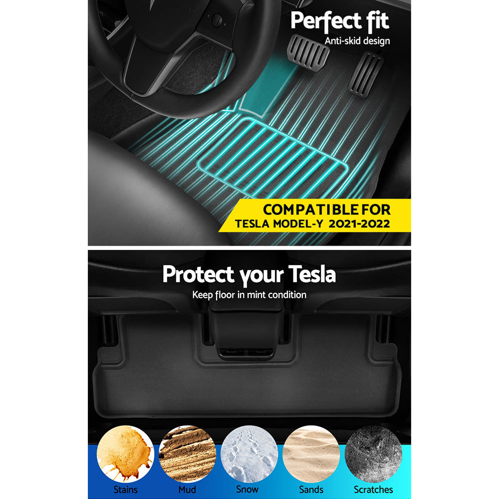 Weisshorn Car Rubber Floor Trunk Toolbox Cargo Mats for Tesla Model Y 2021-2023 Weisshorn