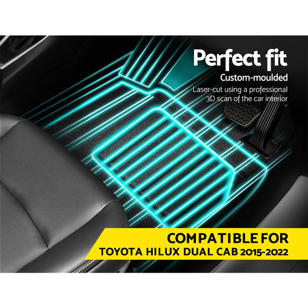 Weisshorn Car Rubber Floor Mats Compatible For Toyota Hilux Dual Cab 2015-2022 Weisshorn