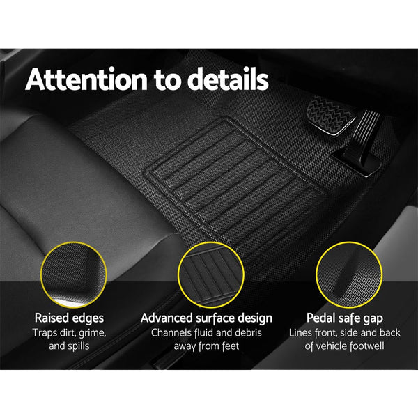 Weisshorn Car Rubber Floor Mats Compatible For Toyota Hilux Dual Cab 2015-2022 Weisshorn