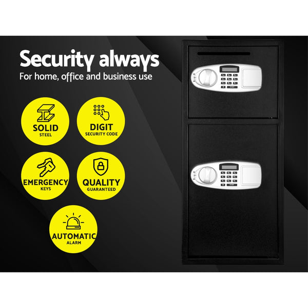 UL-TECH Electronic Safe Digital Security Box Double Door LCD Display freeshipping - Awezingly