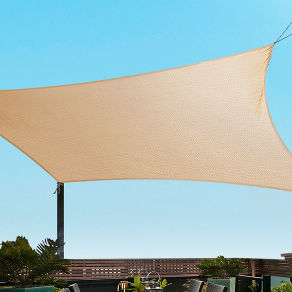 Instahut Sun Shade Sail Cloth Shadecloth Rectangle Canopy Sand 280gsm 2x4m Instahut