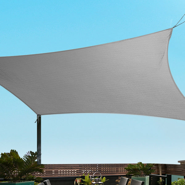 Instahut Sun Shade Sail Cloth Shadecloth Rectangle Canopy Grey 280gsm 3x3m Instahut