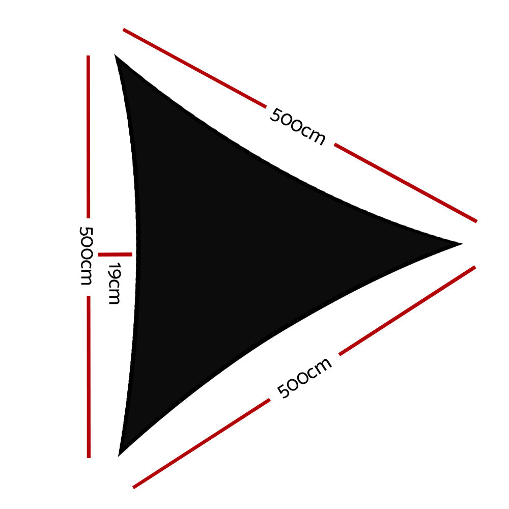 Instahut Sun Shade Sail Cloth Shadecloth Outdoor Canopy Triangle 280gsm 5x5x5m Instahut
