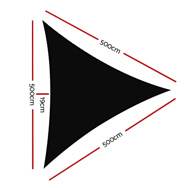 Instahut Sun Shade Sail Cloth Shadecloth Outdoor Canopy Triangle 280gsm 5x5x5m Instahut