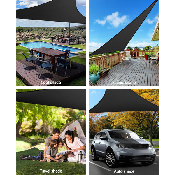 Instahut Sun Shade Sail Cloth Shadecloth Outdoor Canopy Triangle 280gsm 5x5x5m Instahut