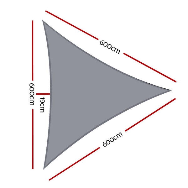Instahut Sun Shade Sail Cloth Shadecloth Outdoor Canopy Triangle 280gsm 6x6x6m Instahut