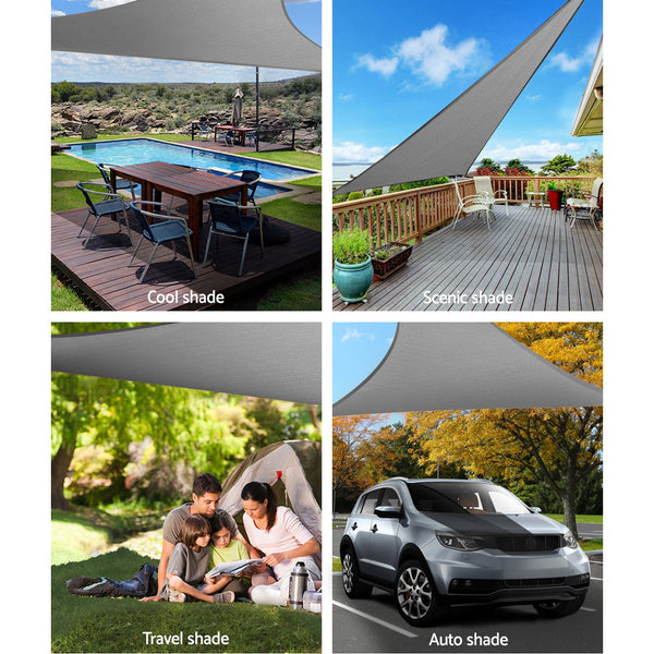 Instahut Sun Shade Sail Cloth Shadecloth Outdoor Canopy Triangle 280gsm 6x6x6m Instahut