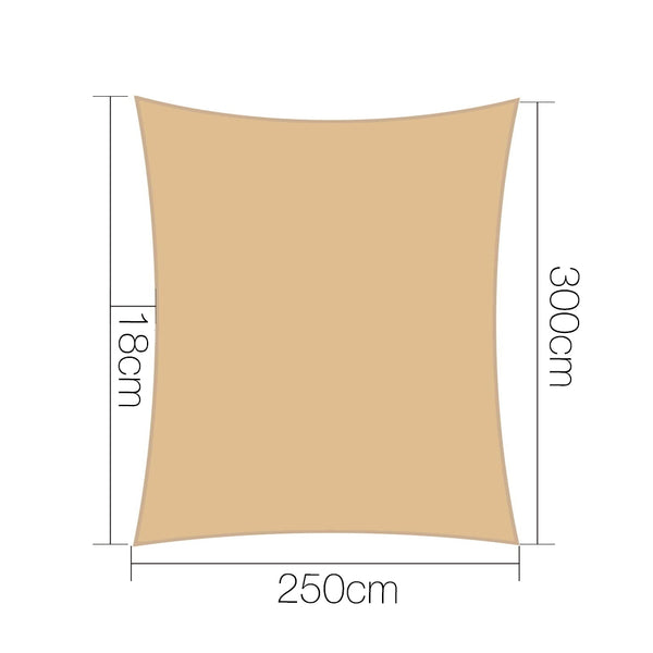 Instahut 2.5x3m Shade Sail Sun Shadecloth 280gsm Sand freeshipping - Awezingly